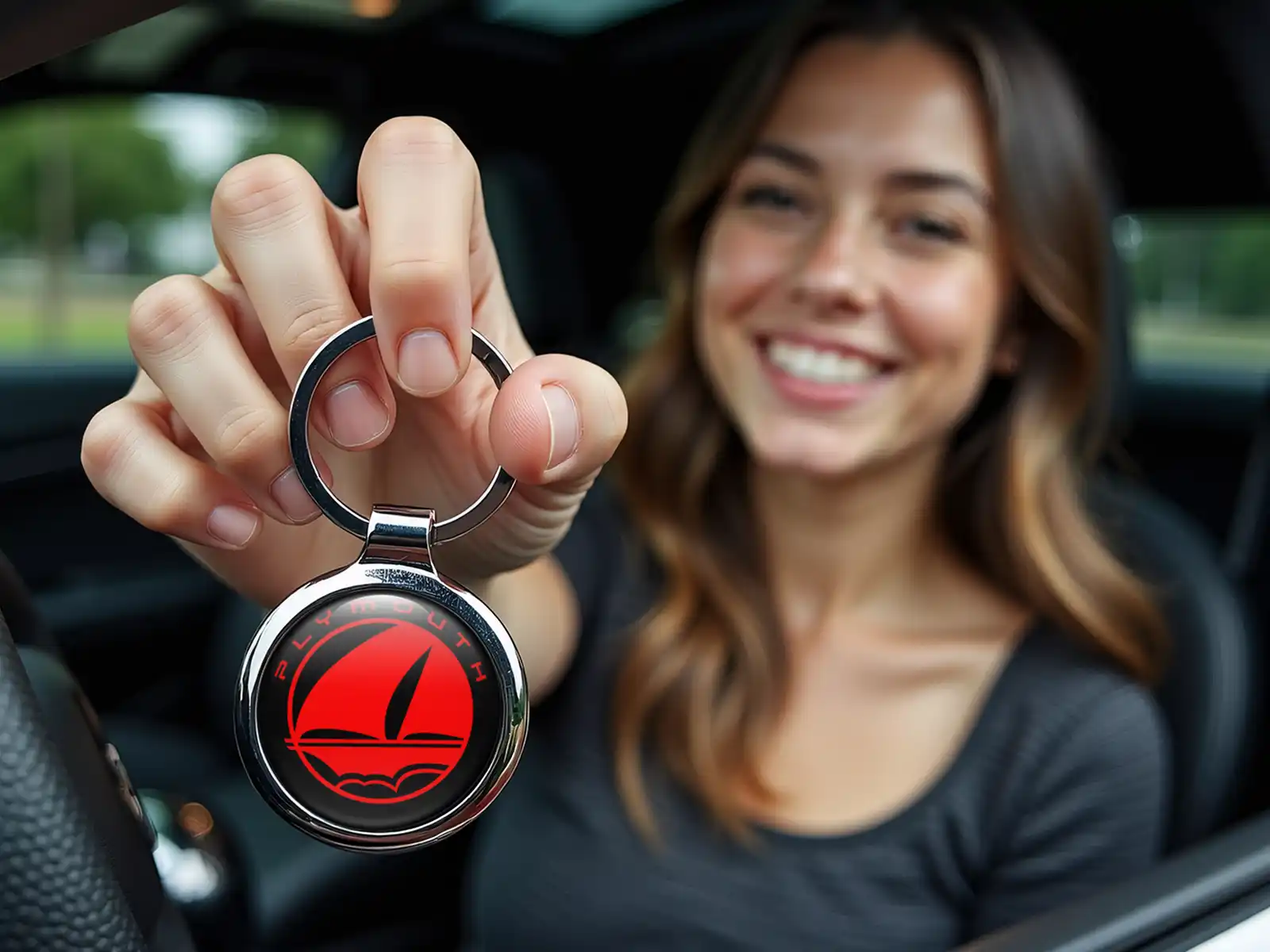 Plymouth Porte-clés Logo Métal Premium Sur Mesure